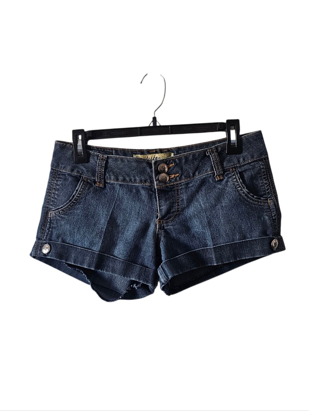 Vintage Tyte Jeans Y2K Low Rise Micro Booty Denim Shorts Cuffed Indigo Sz 5